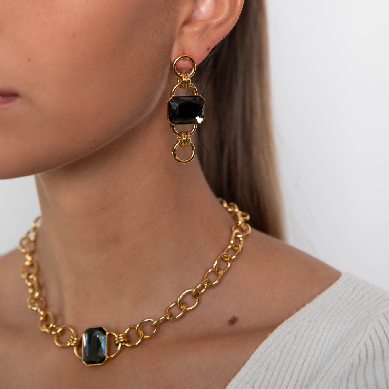 Tiffany anthracite stones necklace