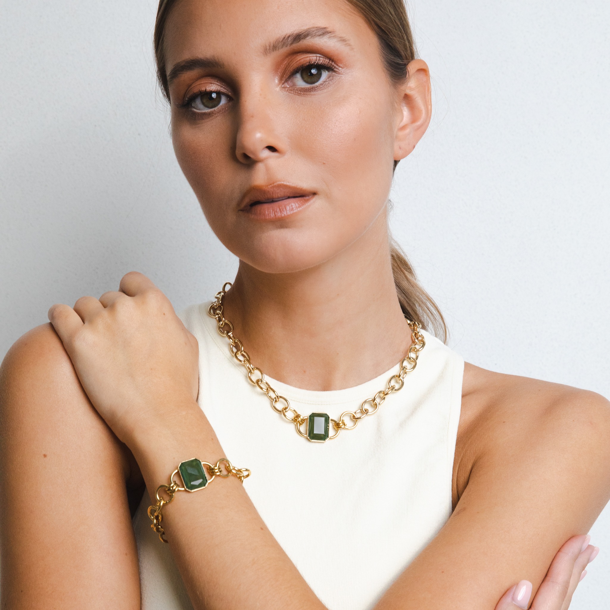Tiffany green stones necklace