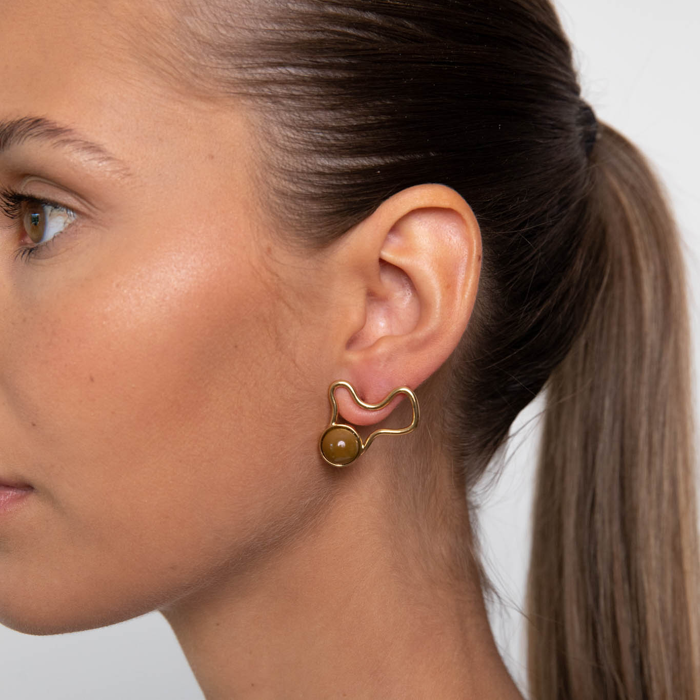 Lucciana gold shortie crystal rose earrings