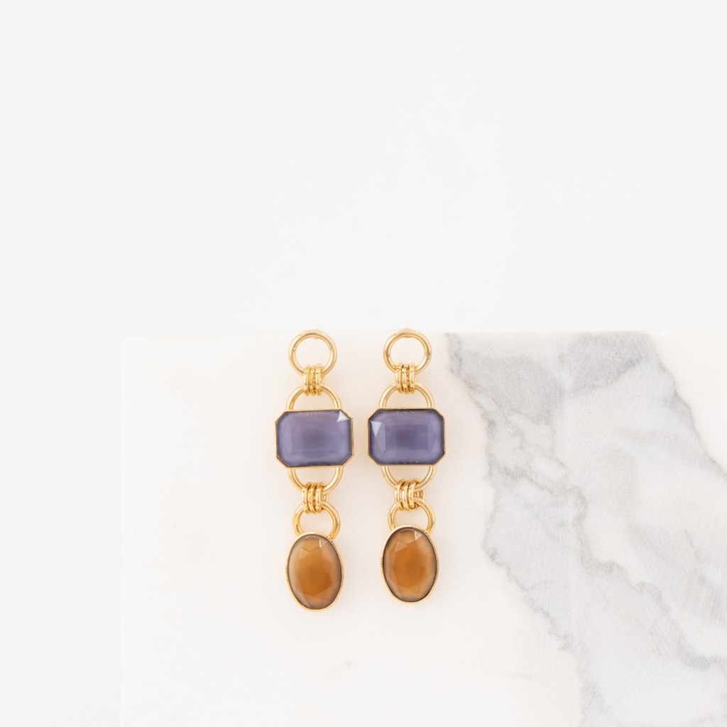 Tiffany long lila/brown oorbellen