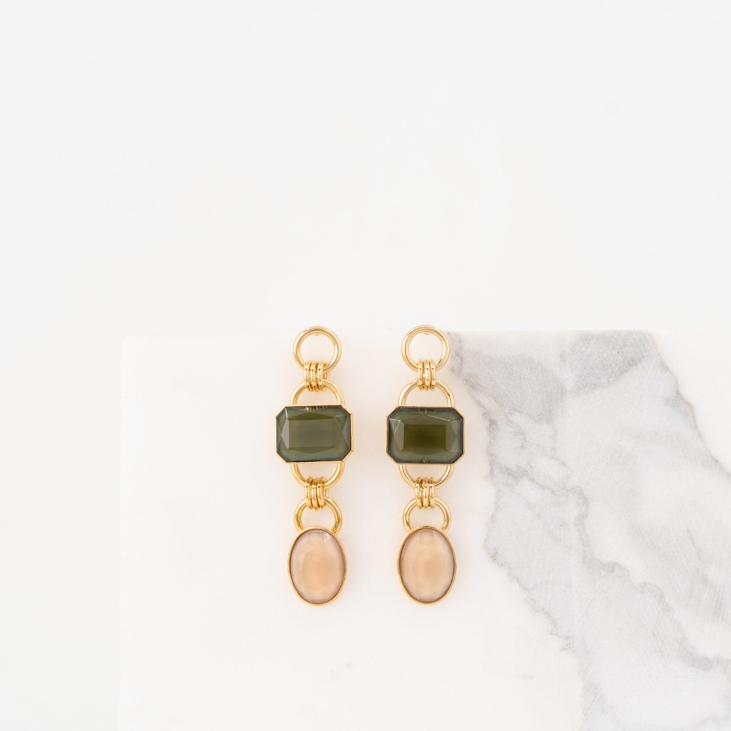 Tiffany green/nude long earrings