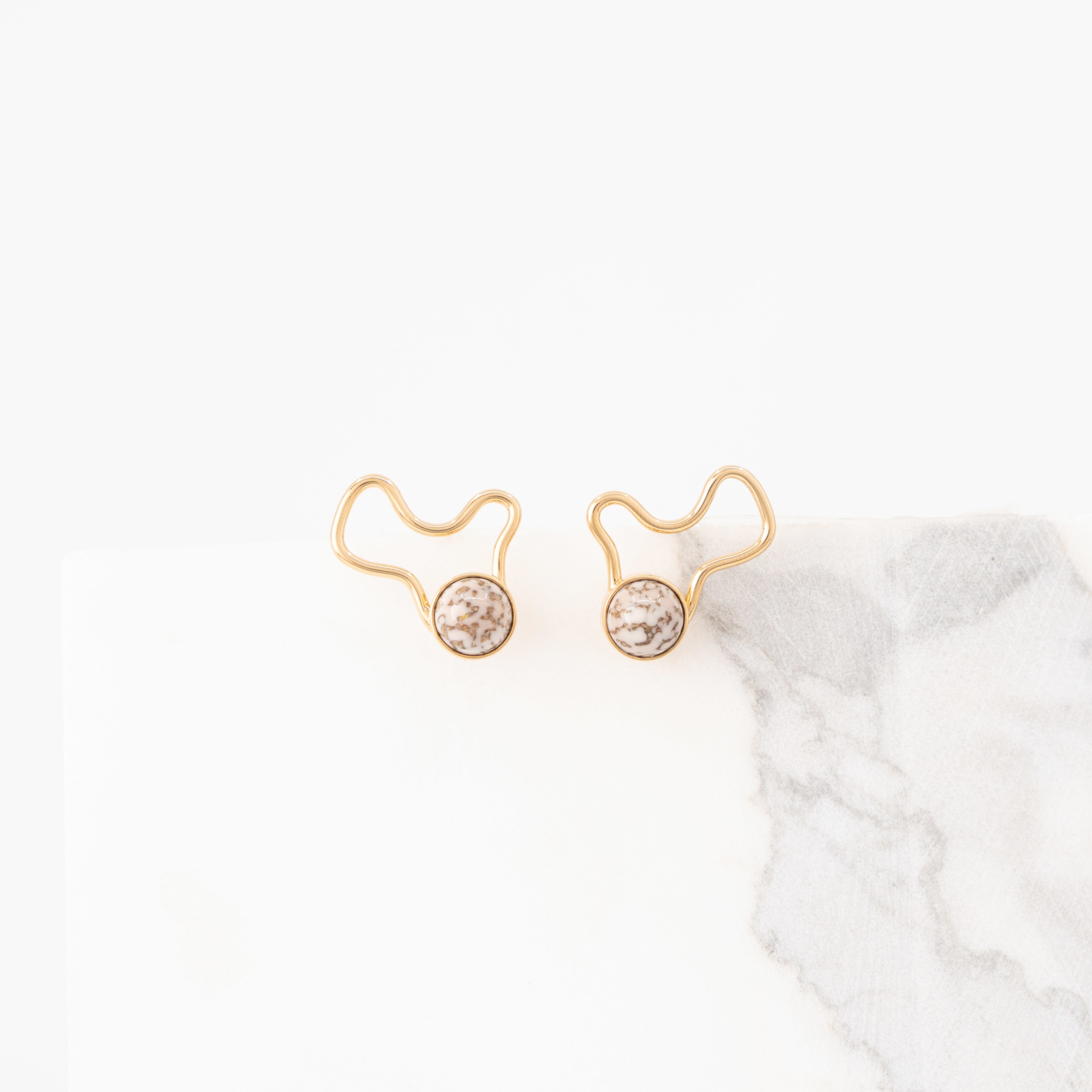 Lucciana gold shortie nude marble earrings