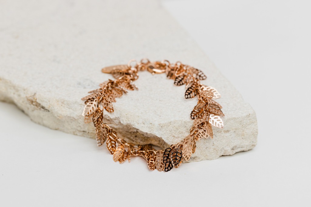 Rose gold leaves bracelet