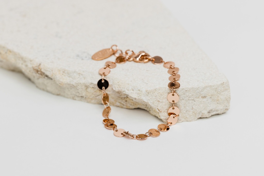 Rose gold coin bracelet