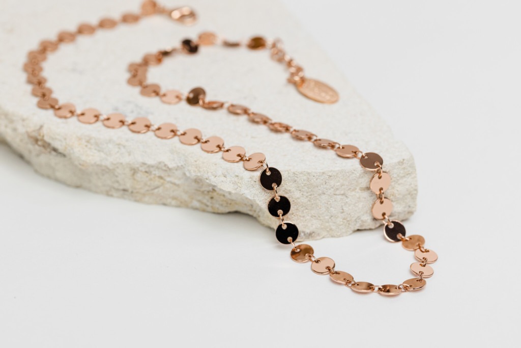 Rose gold coin necklace