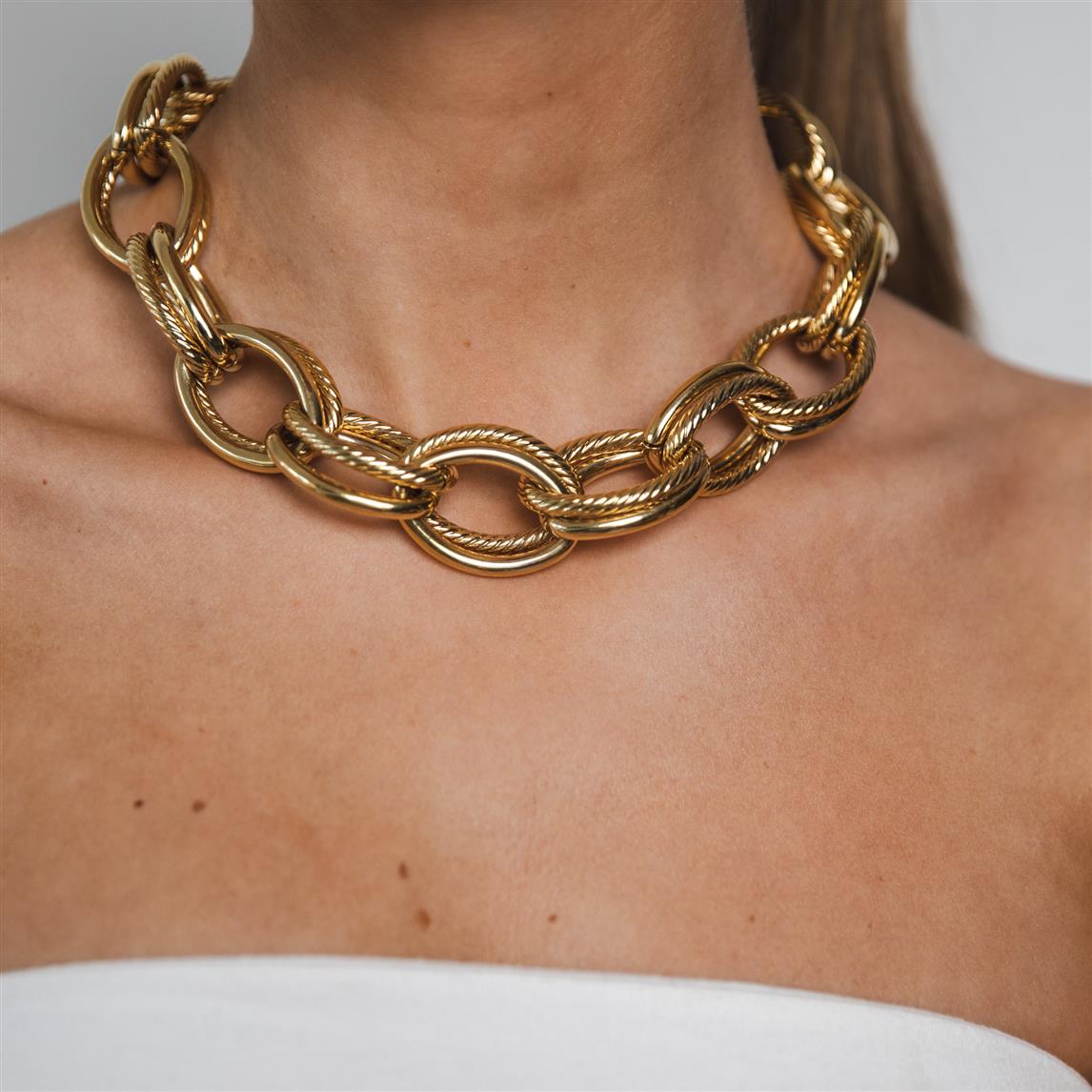Nikki double chain gold necklace
