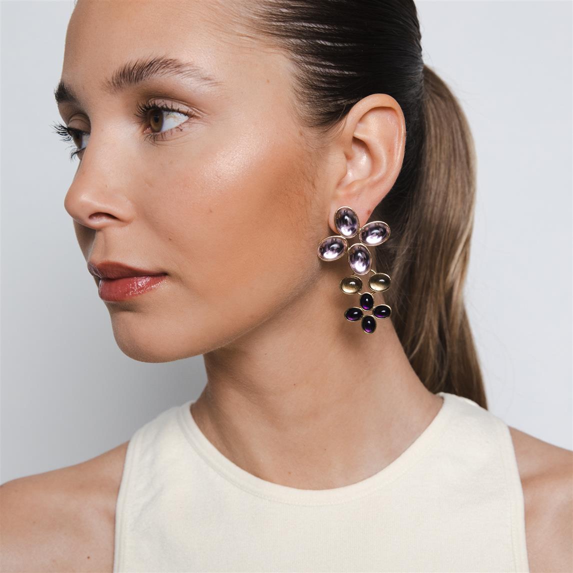 Loulou amethyst mix long earrings