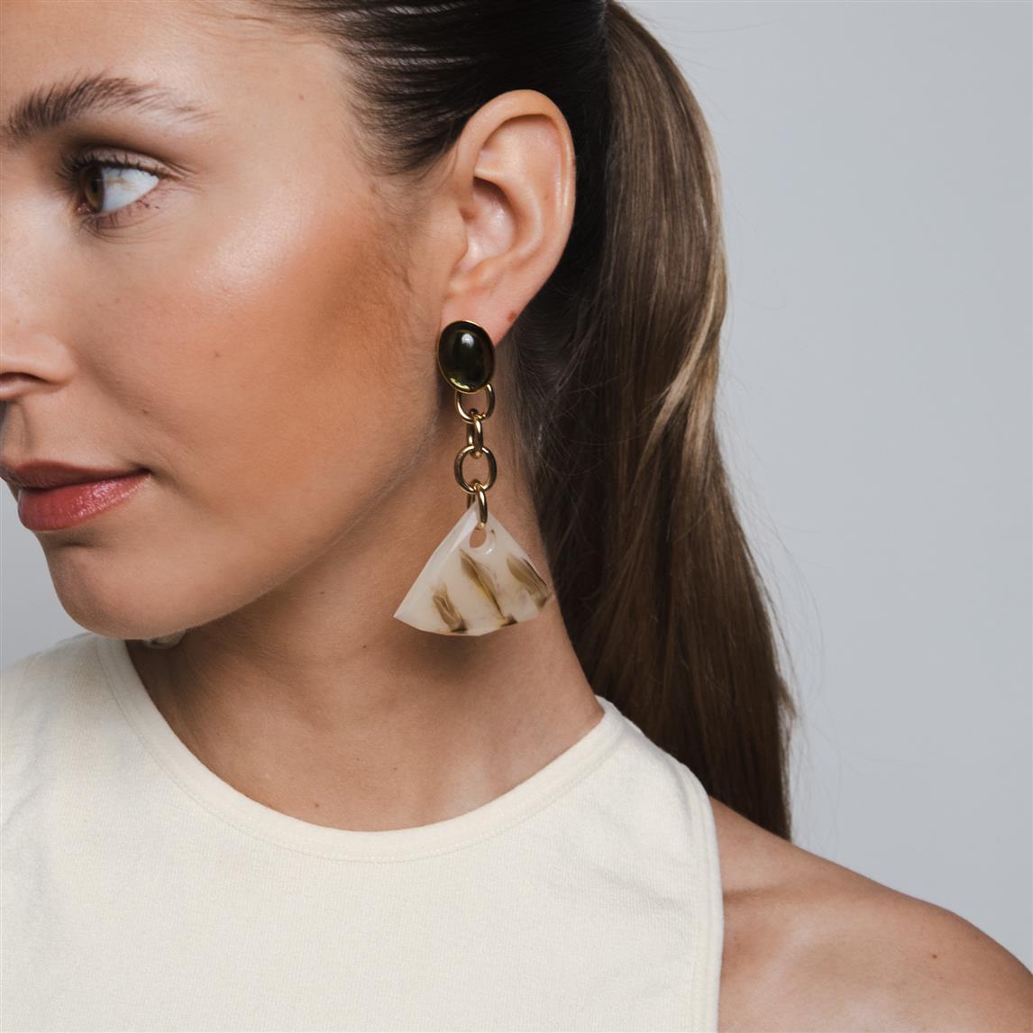 Gianna marbled beige earrings