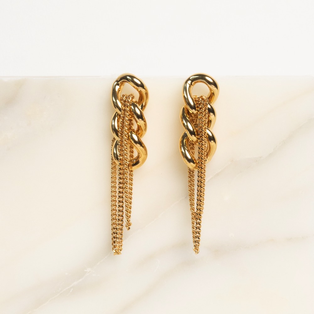 Gourmet layered gold chain earrings