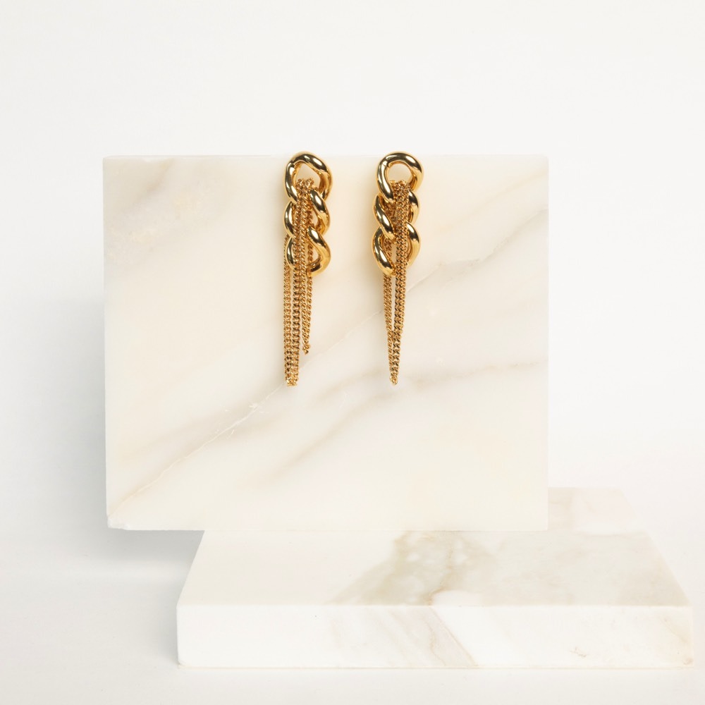 Gourmet layered gold chain earrings