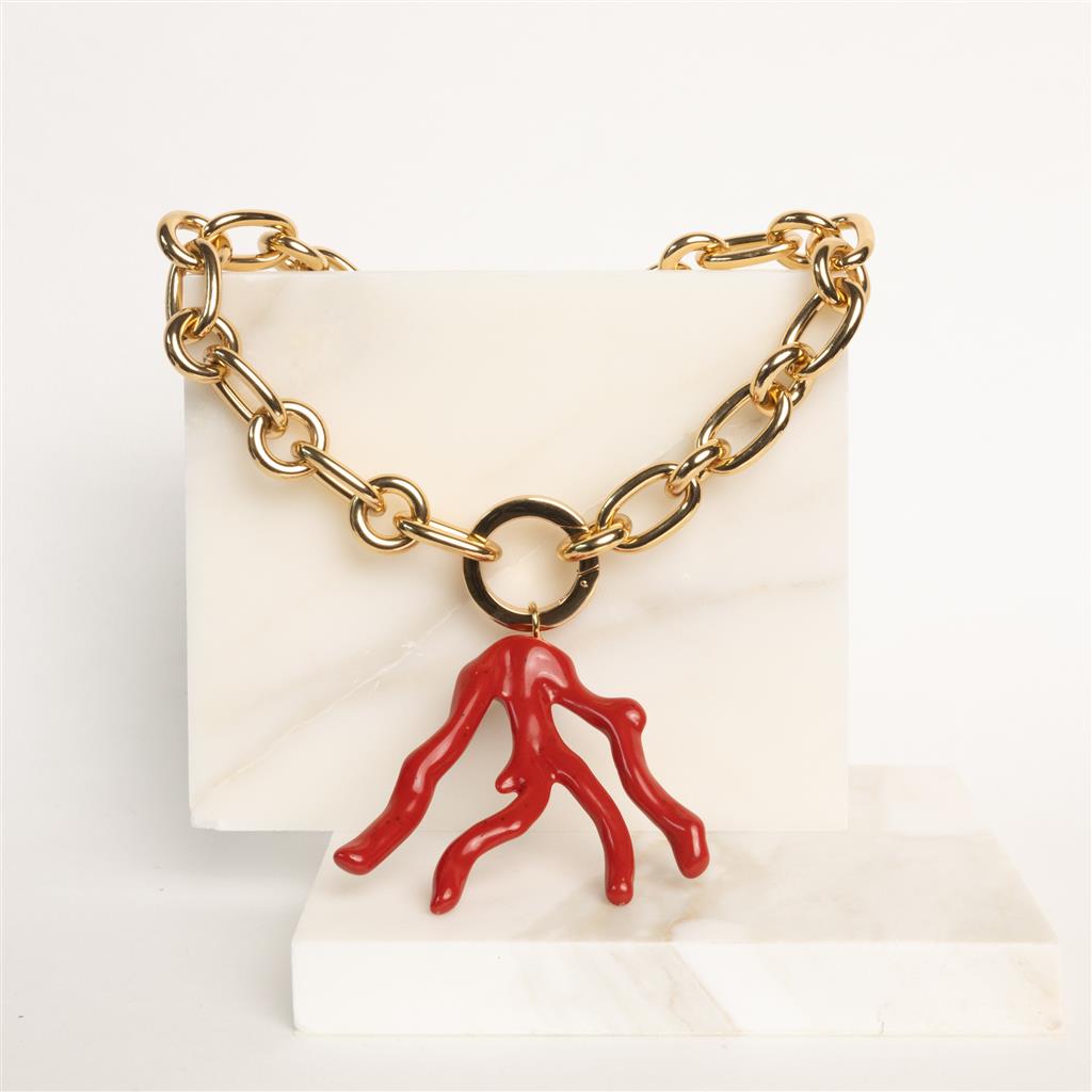 Lima medium red coral statement necklace