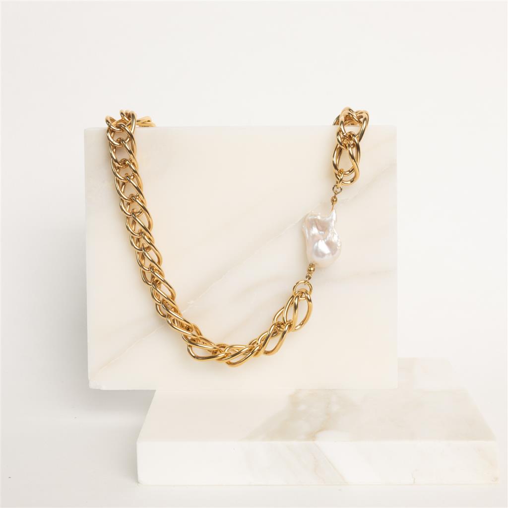 Small snake chain wild pearl necklace