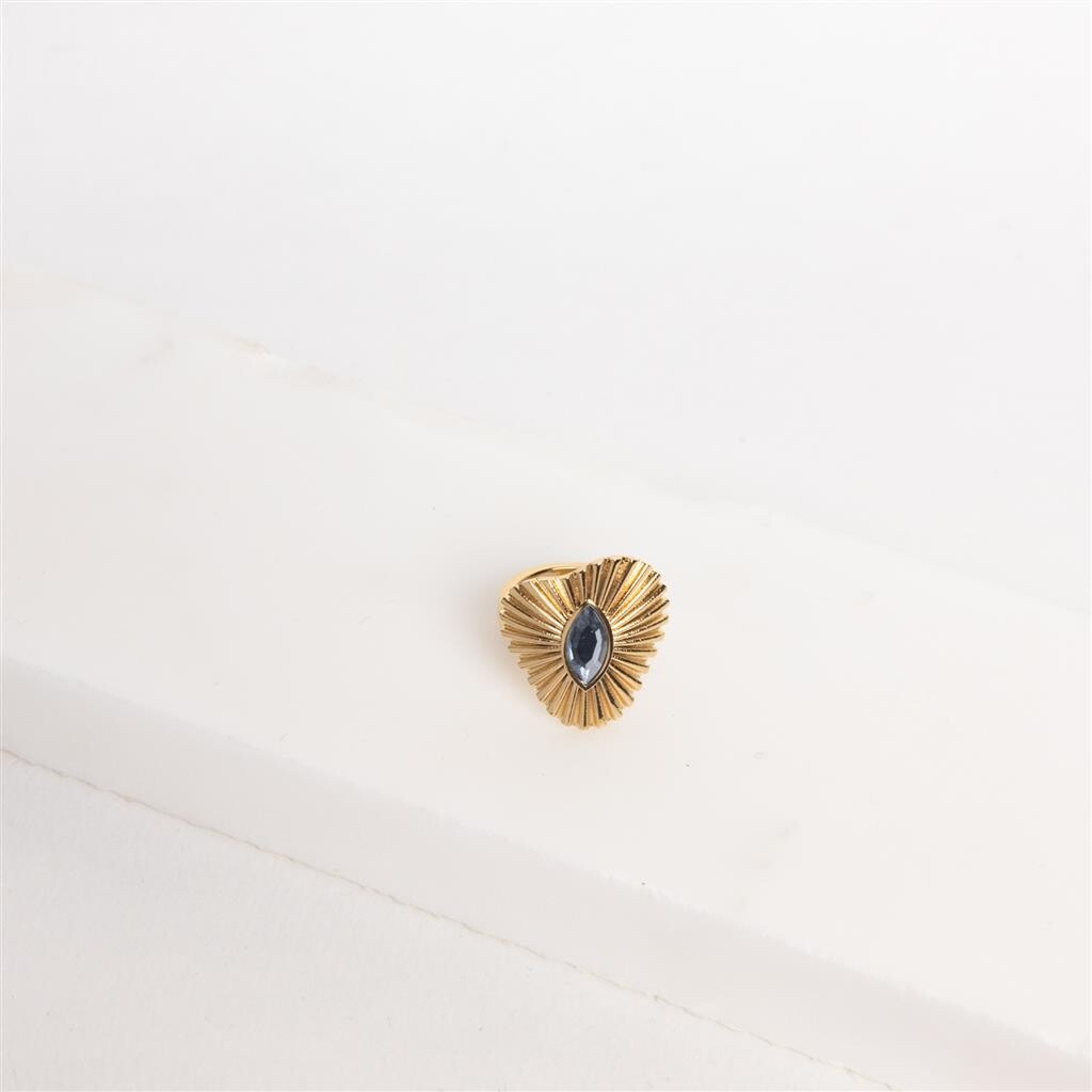 Viola geribbelde blauwe ring