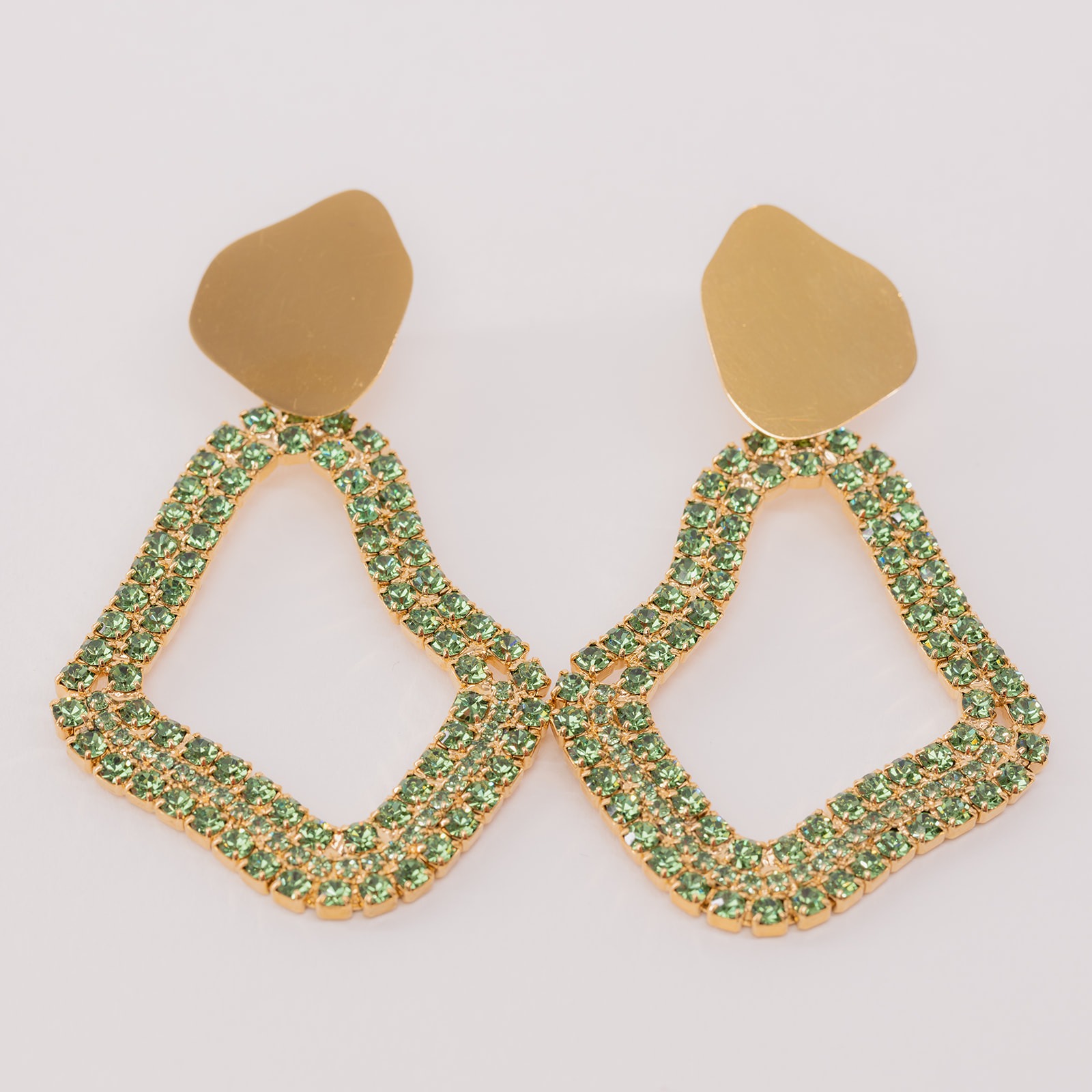 Giri statement green strass earrings