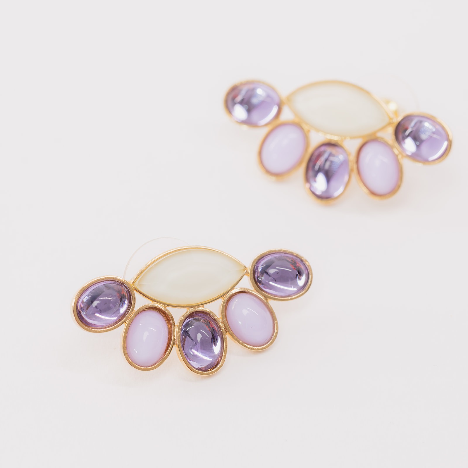 Navette eye studs lilac mix earrings