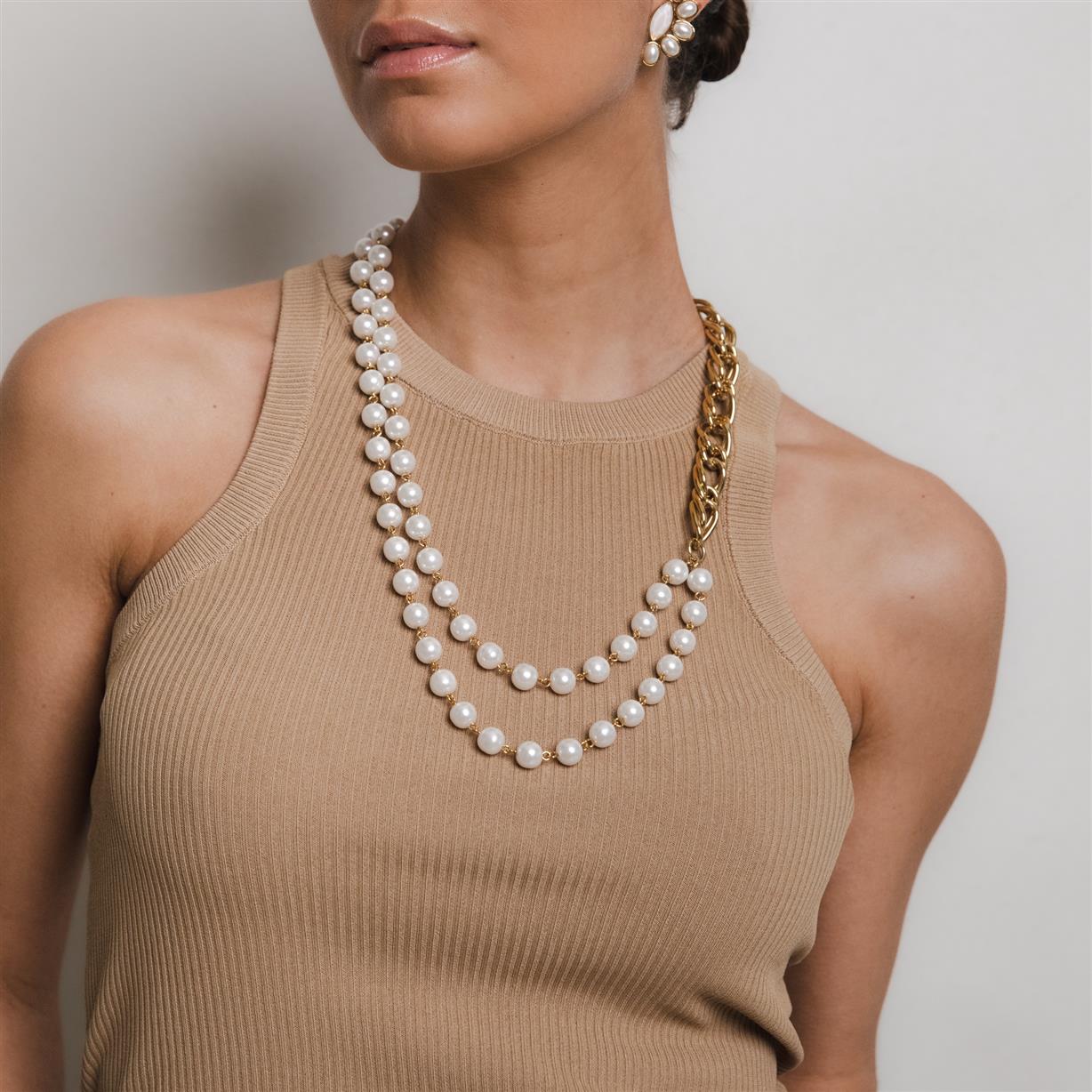 Small chain & pearls necklace