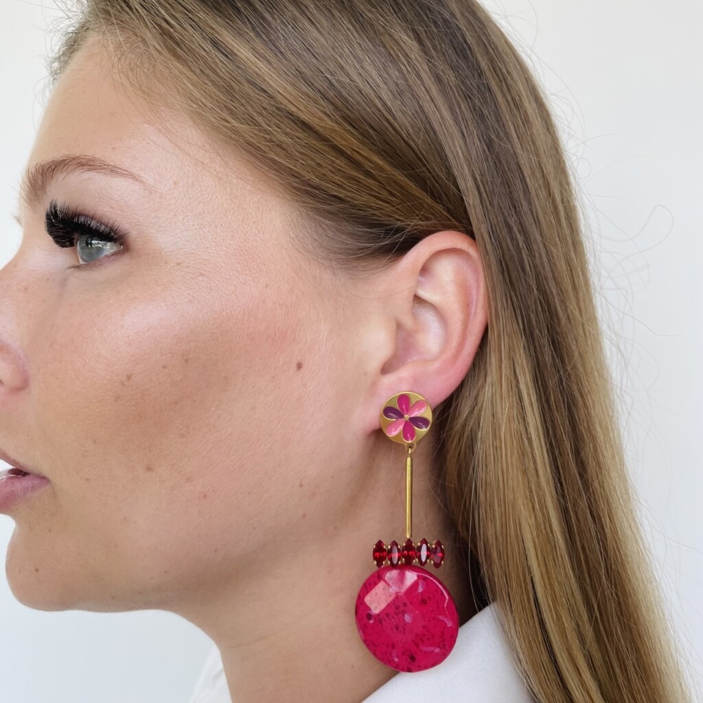 Peru enamel statement bordeaux earrings