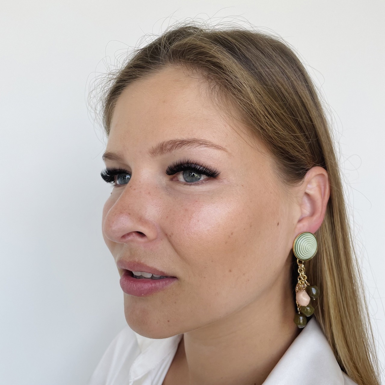 Amy green/nude mix earrings