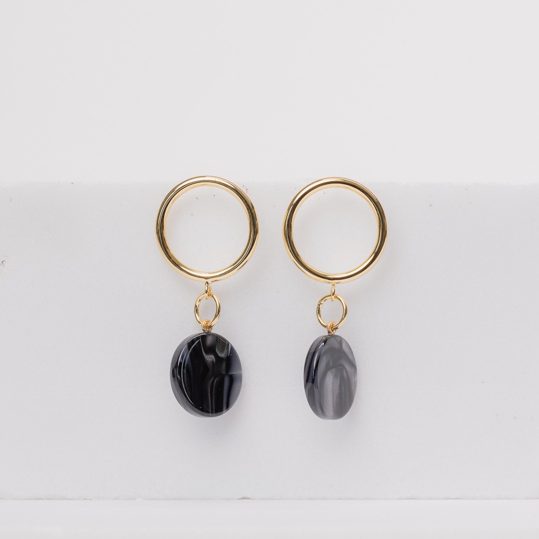 Noelle marble black earrings