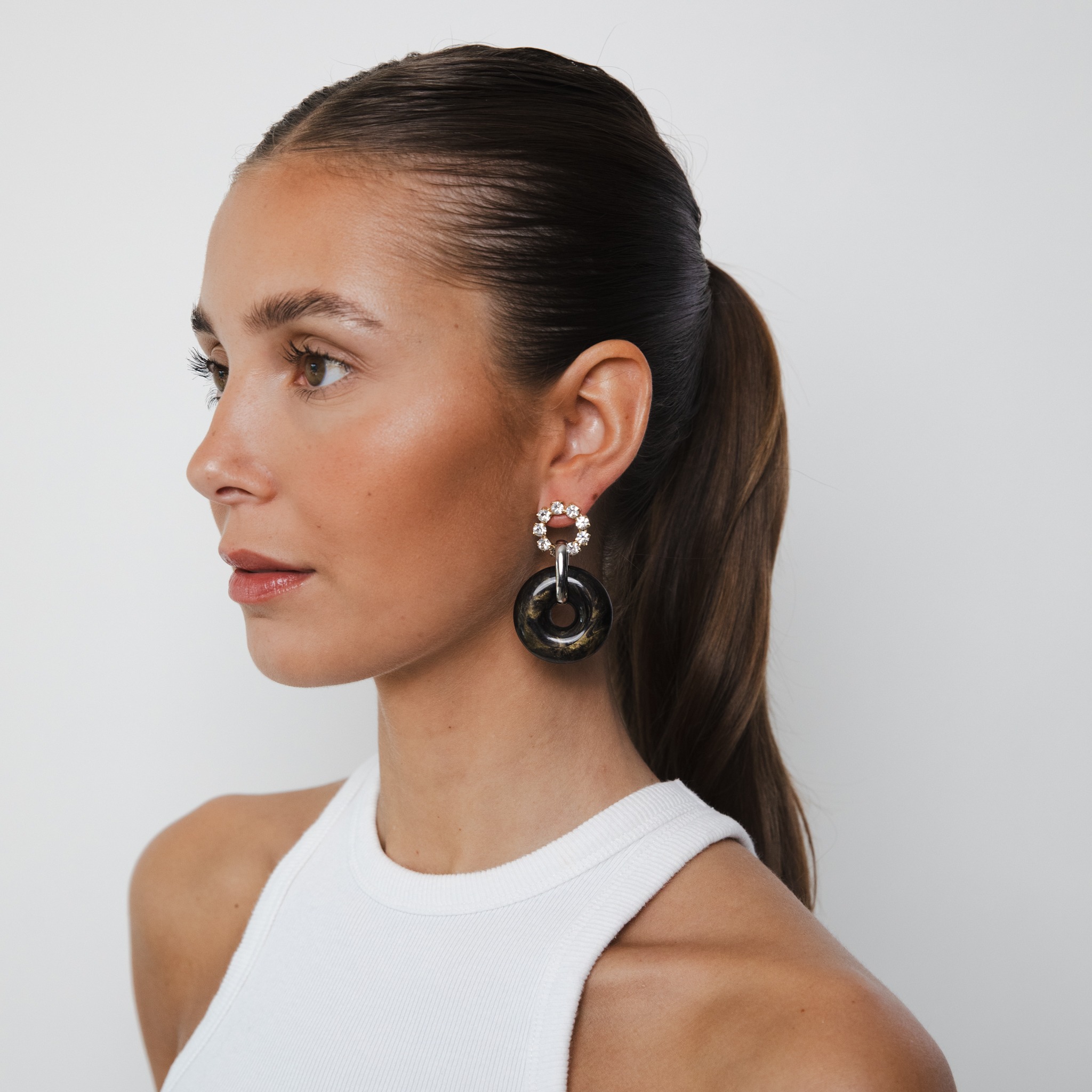 LILIAN white crystal statement earrings