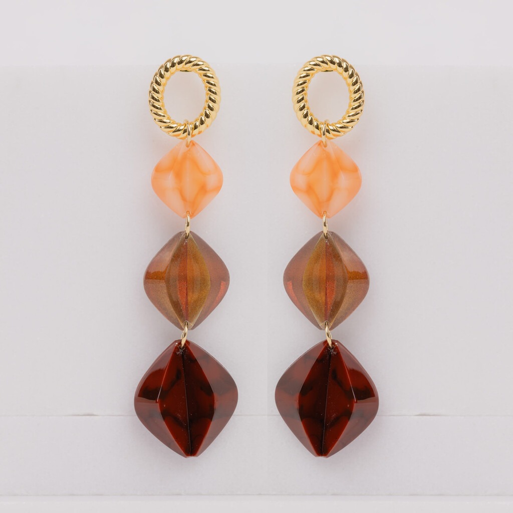 Ila lange burgundy mix oorbellen