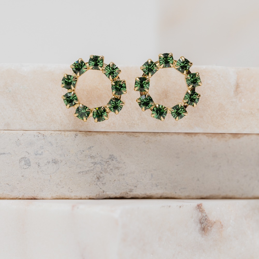 LILIAN green strass short earrings