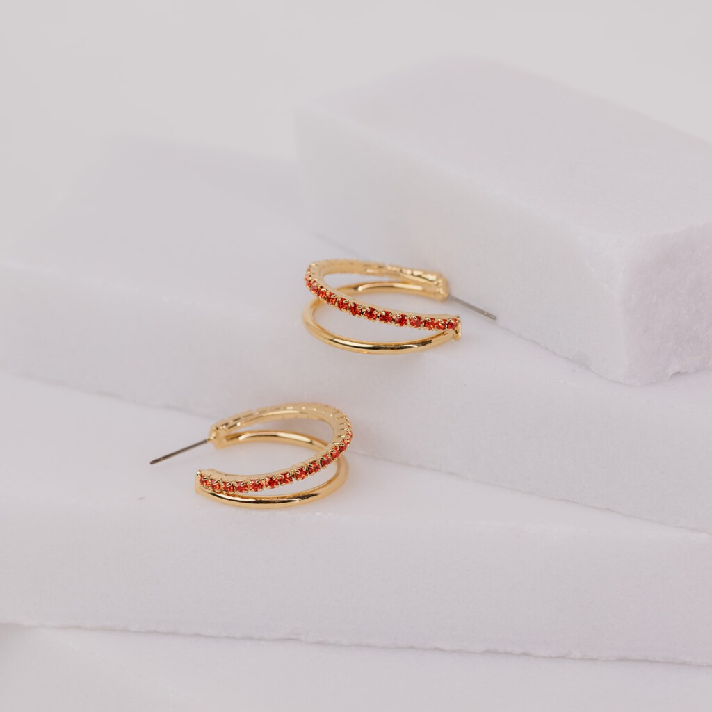 Elodie roest kristal dubbele small hoops