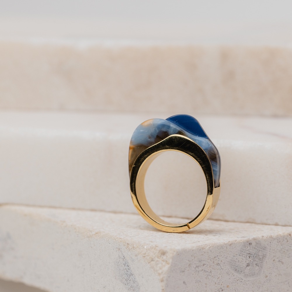 Giselle blue mix acetate ring