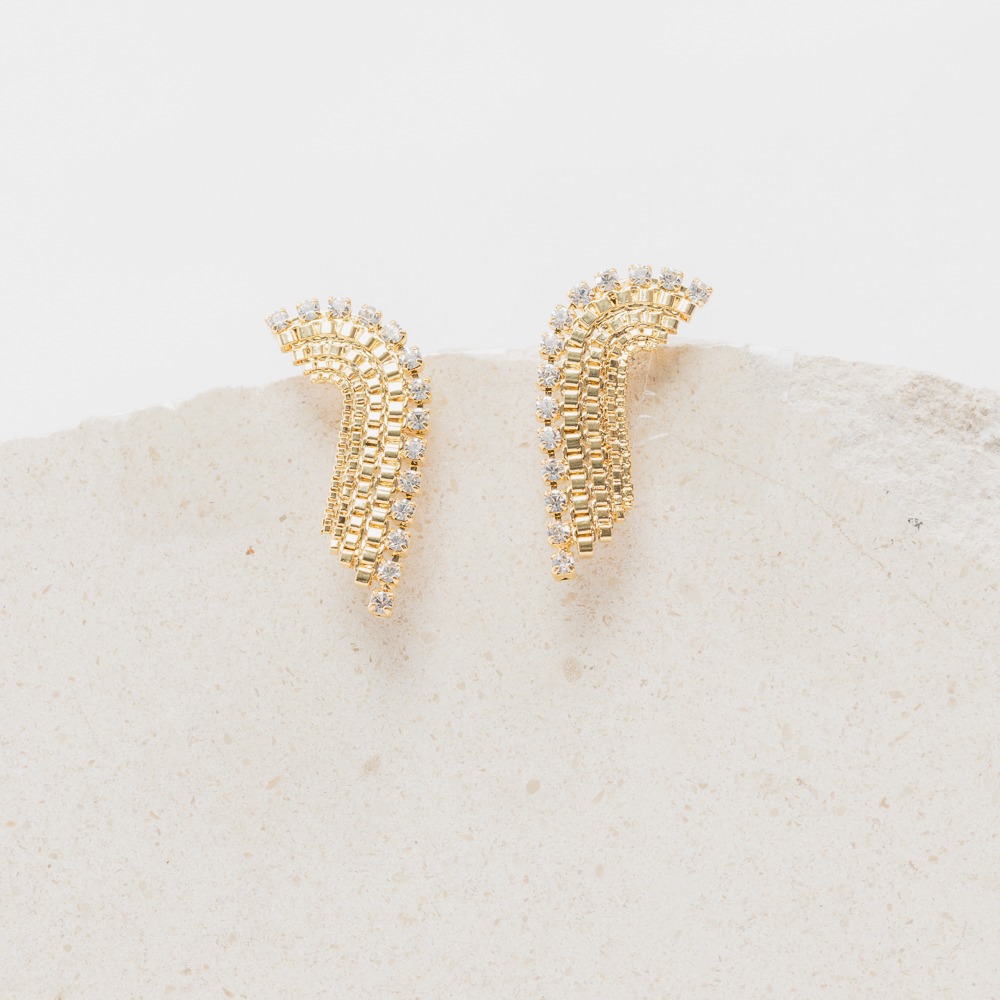 Cielo gold strass short earrings