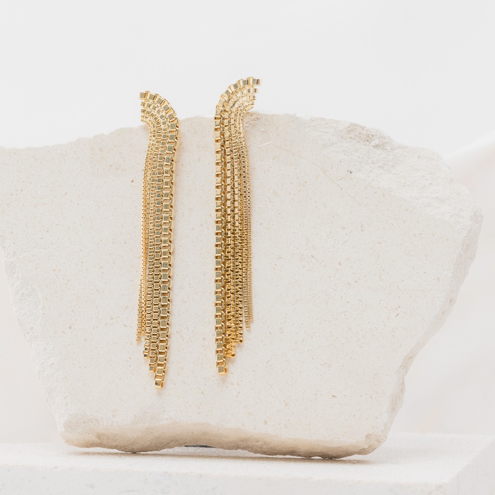 Cielo gold long earrings