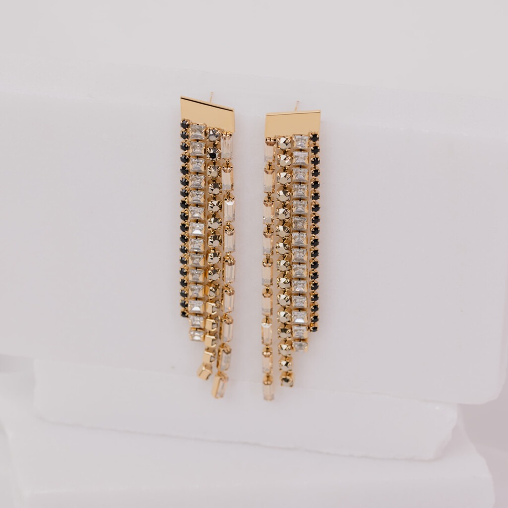 Lucy strass curtains black mix earrings