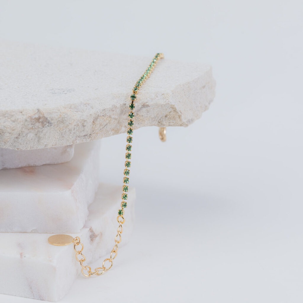 Tilly green strass solo bracelet