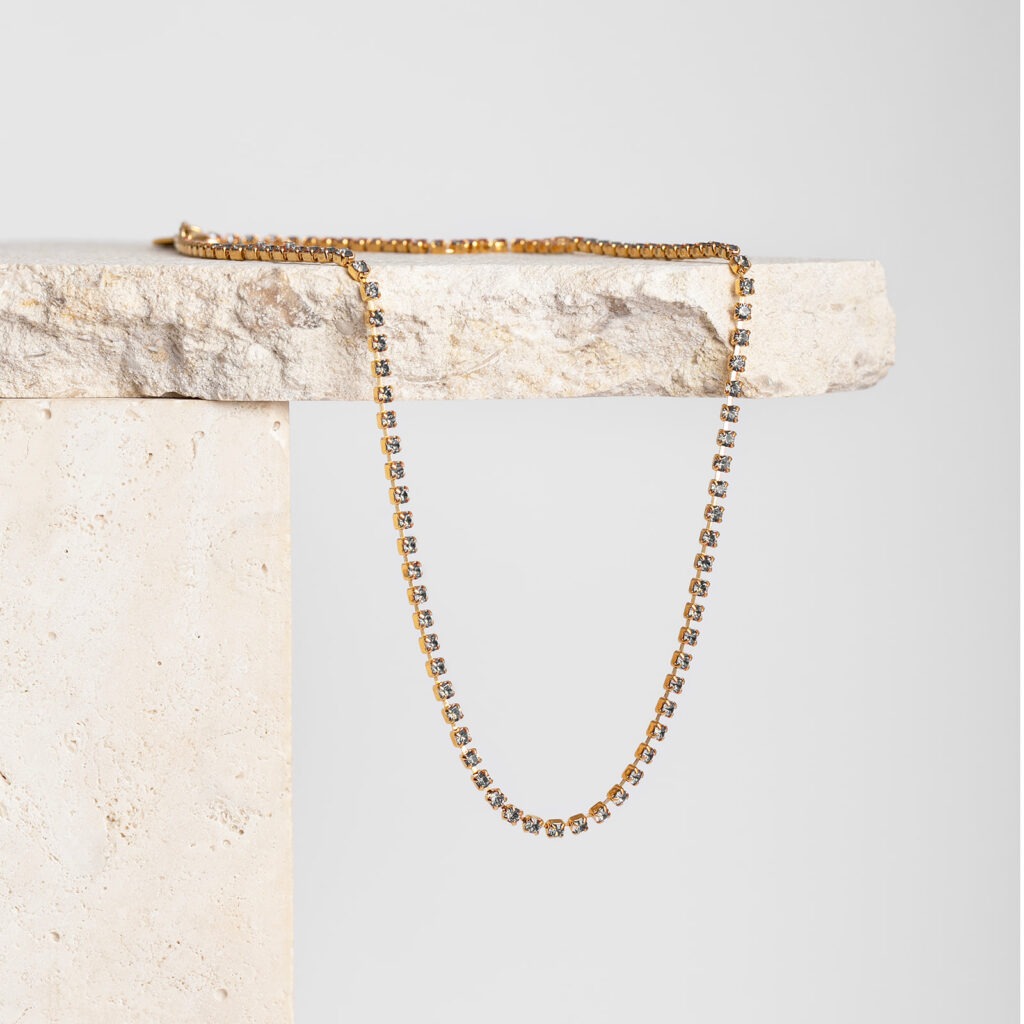 Tilly black diamond strass solo ketting