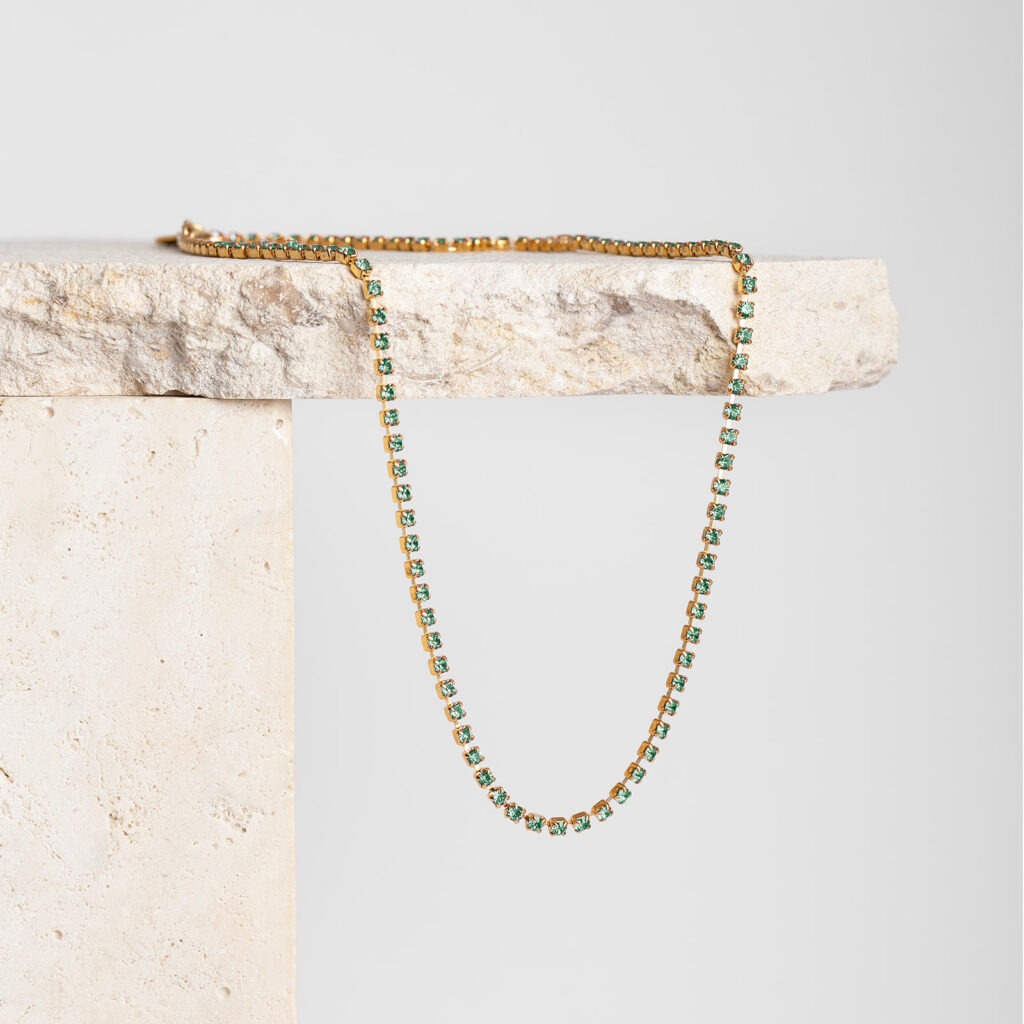Tilly groene strass solo ketting