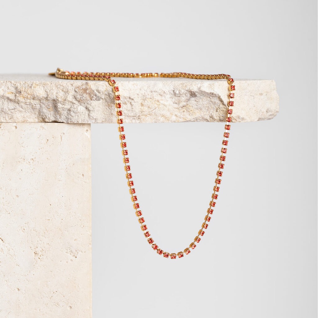 Tilly koraal strass solo ketting