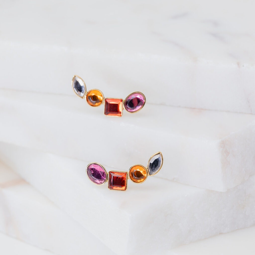 Molly coral mix korte oorbellen