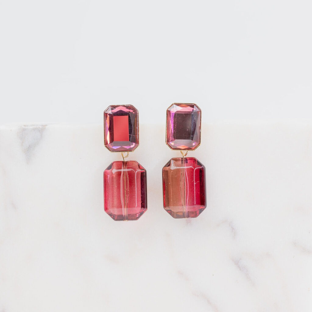 Jasmine fuchsia steen mix oorbellen