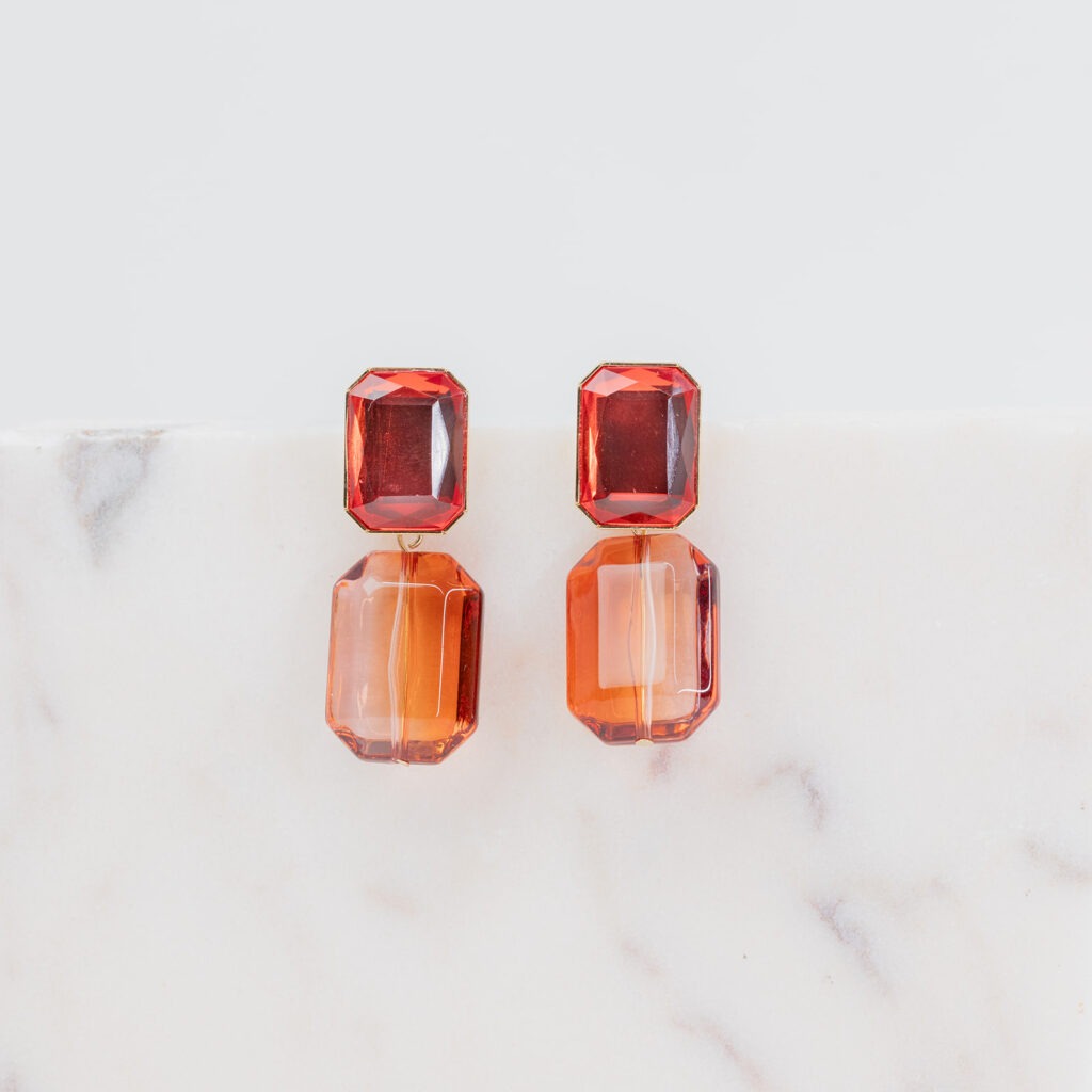 Jasmine koraal steen mix oorbellen