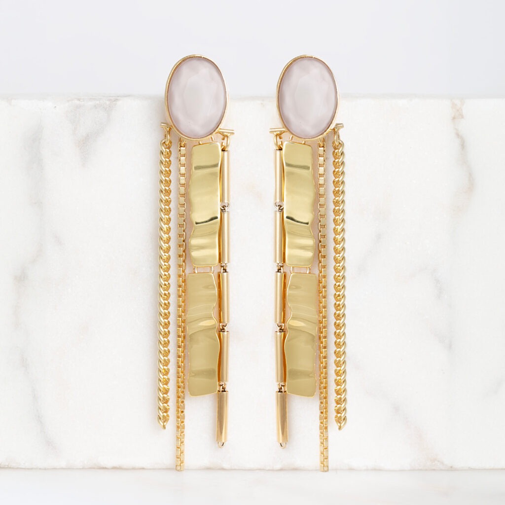 Indie white statement earrings