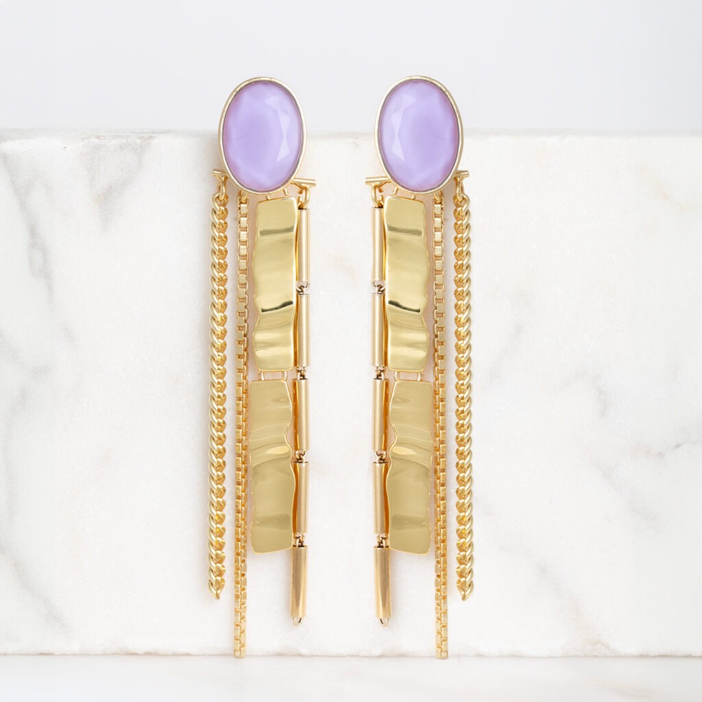 Indie lilac statement oorbellen