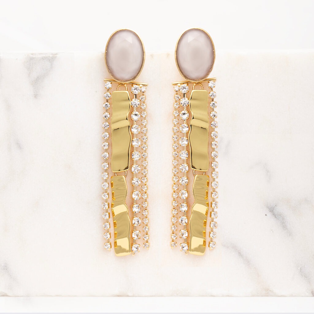 Indie witte strass statement oorbellen