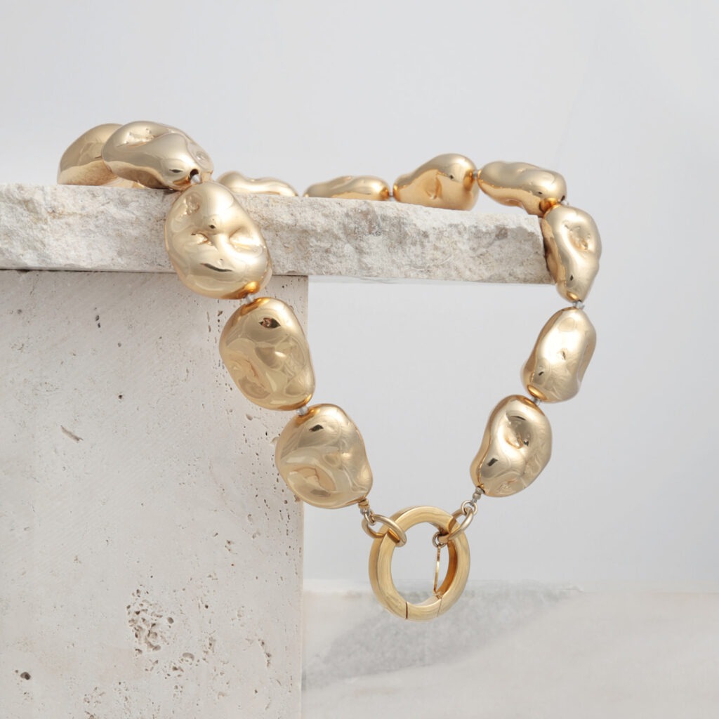 Oceane wild pearl statement gold necklace