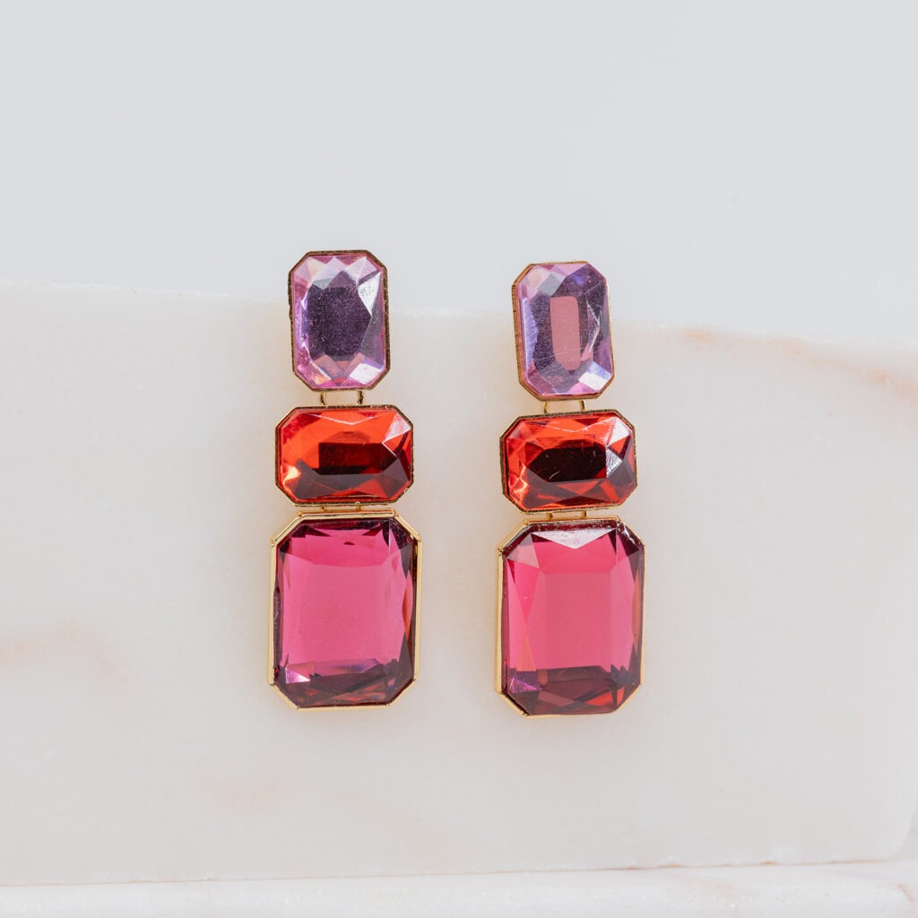 June fuchsia mix shortie earrings