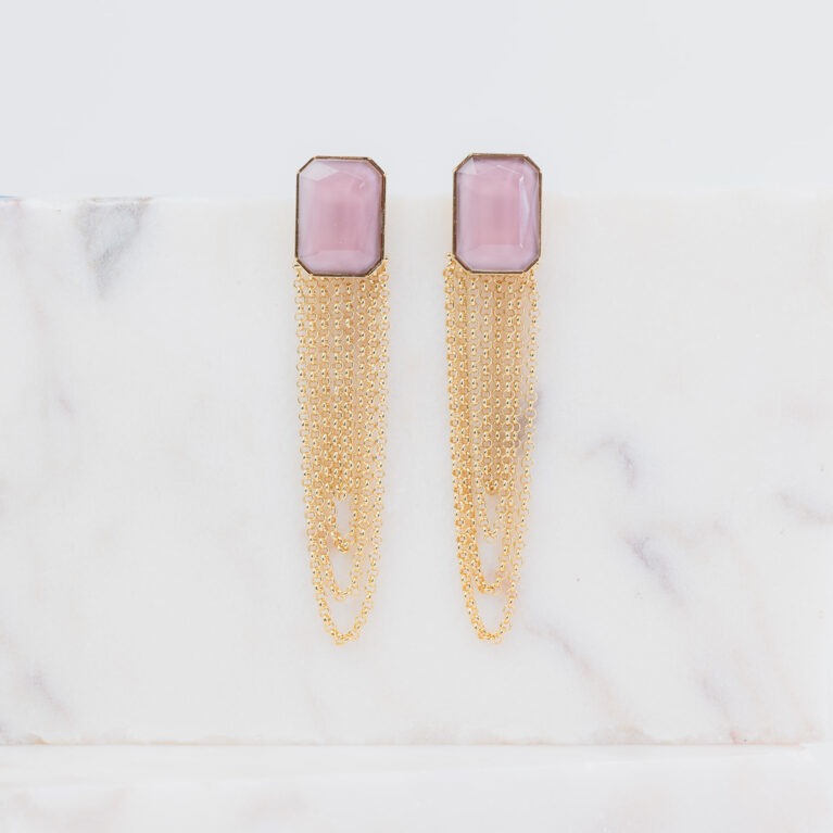 Capri lila lange oorbellen