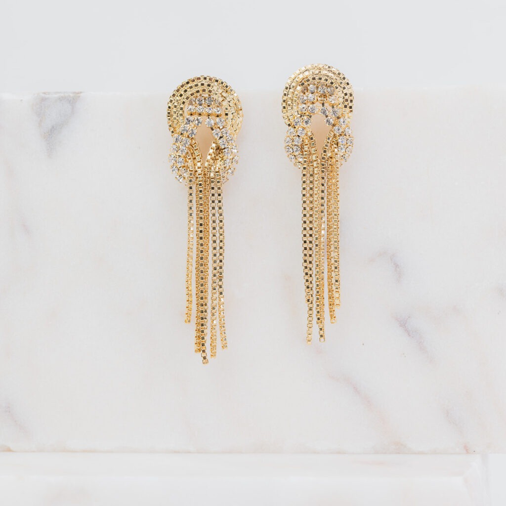 Augusta crystal and gold mix long earrings