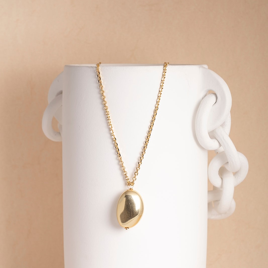 SALLY fine chain gold long necklace with gold charm