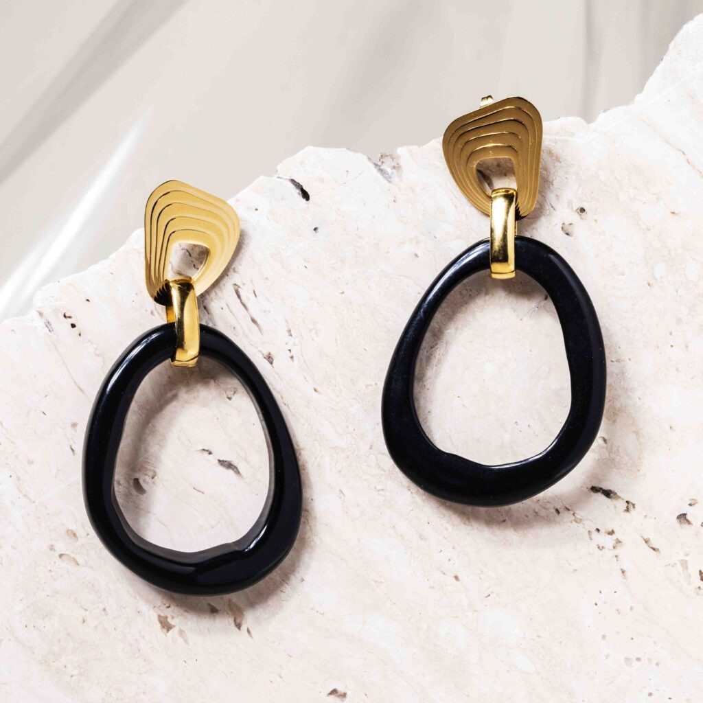 Calliope statement black hoop earrings