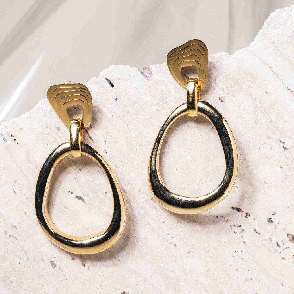 Calliope statement gold hoop earrings