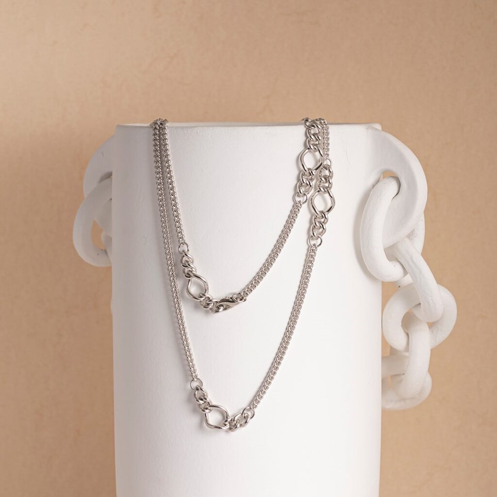 Dita multi gourmet silver chain