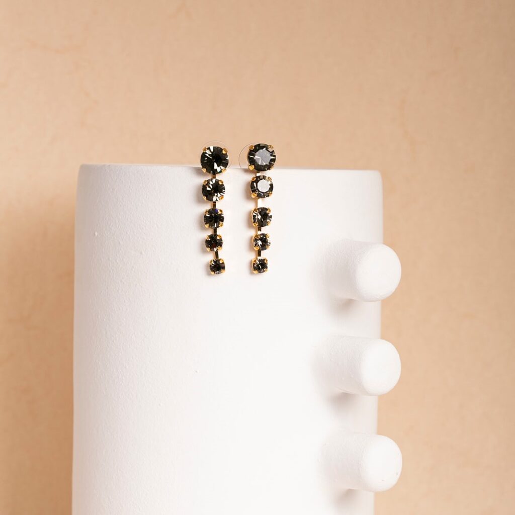 Joanne black diamonds strass midlong earrings